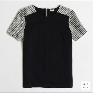 J. Crew Tweed Sleeve T-Shirt